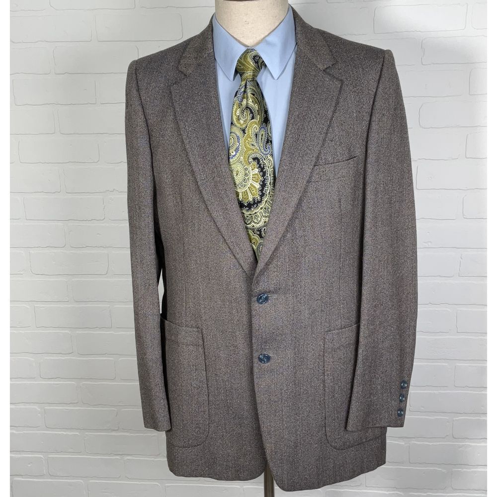 Higbees Blazer Men 42L Brown Rust Multi Wool Tweed Jacket VTG